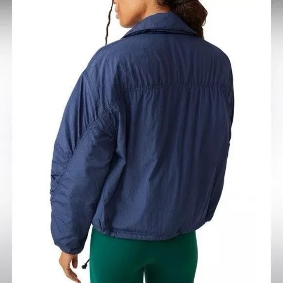 Free People FP MOVEMENT Off The Bleachers Coaches Jacket Midnight Navy Size S - Picture 2 of 10